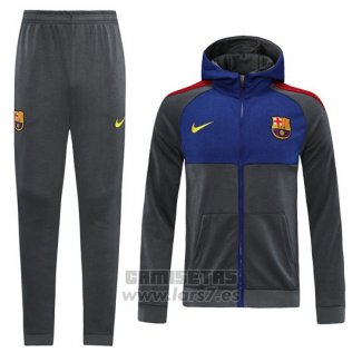 Chandal con Capucha del Barcelona 2020-2021 Gris