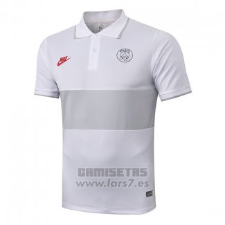 Camiseta Polo del Paris Saint-Germain 2019-2020 Blanco y Gris