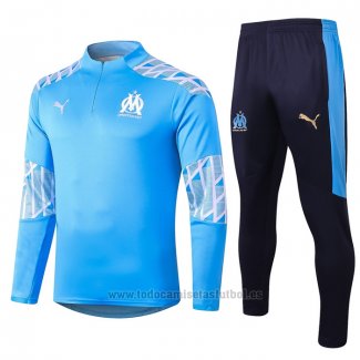 Chandal de Sudadera del Olympique Marsella Nino 2020-2021 Azul